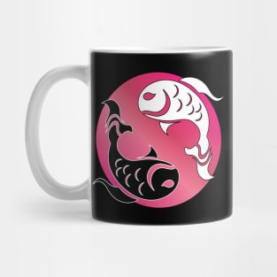 Yin and Yang Tribal style fish, pink Mug